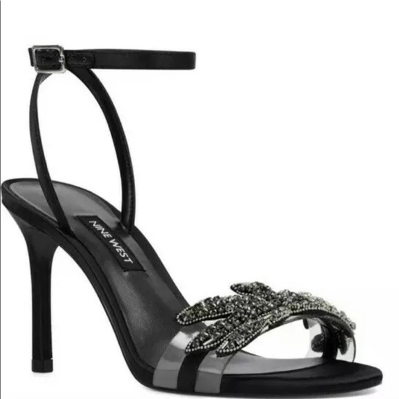 Nine West Black Ankle Strap Heel embellished - Picture 2 of 10